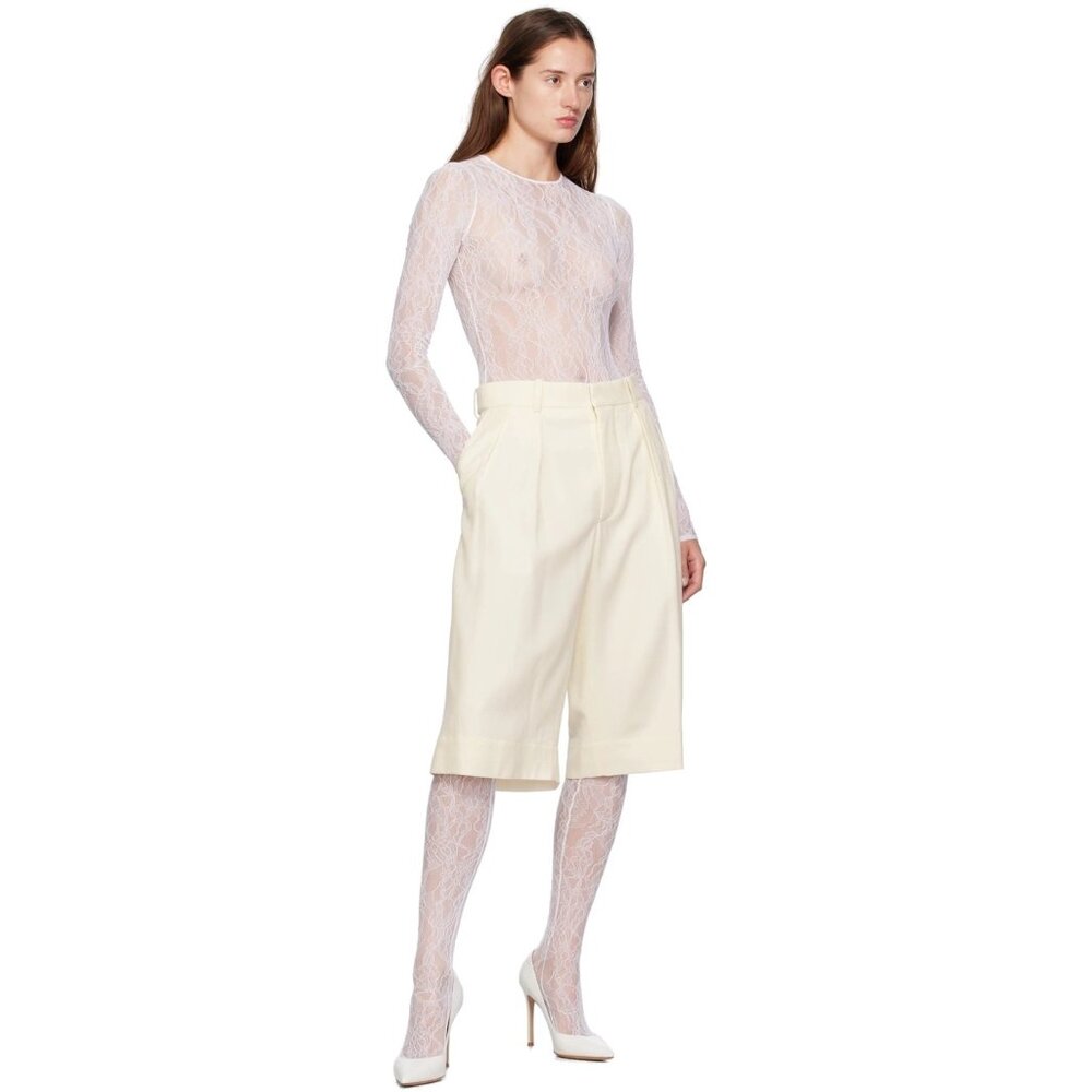 WARDROBE.NYC Lace Tights in Off White New Womens Nylons Pantyhose - Picture 11 of 16